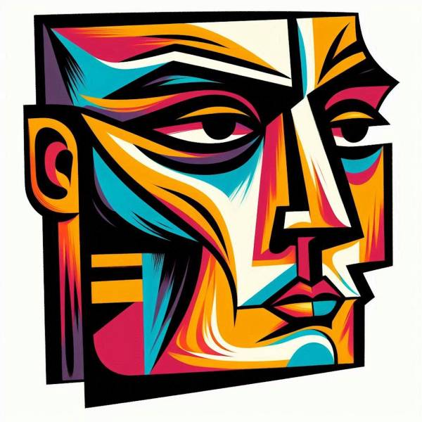 mâchoire carrée comme un tableau de Pablo Picasso 